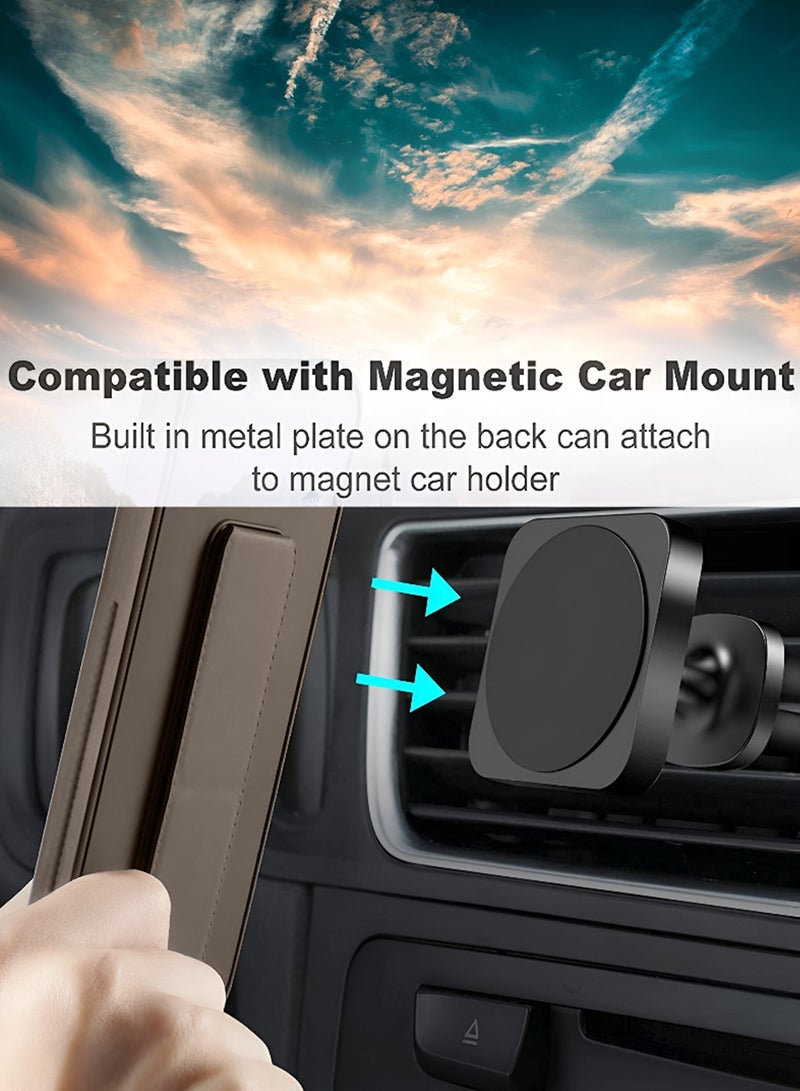 Wtech Apple iPhone 17 5G 2025 Hand Grip Foldable Magnetic Kickstand Wrist Strap Finger Grip with Built-in Iron Case Cover (MCGHSN) - Dark Brown - Image 3