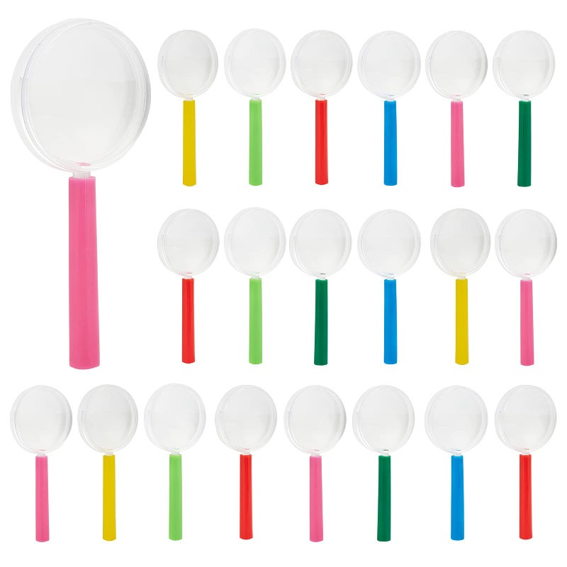 Magnifying Glass Kids 30 Pieces Plastic Magnifier Colorful Mini Hand Lens for Science Class Outdoor Observation Fun Toys Detective Party Favors IRCHLYN 6 Colors