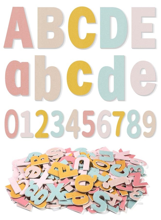 Breling 310 Pieces Felt Bulletin Board Letters Sticker with Number, 2" Bulk Self Adhesive ABC Upper Lowercase Sticky Letter for Poster, Bulletin Board, Classroom(Boho Color) - Image 1