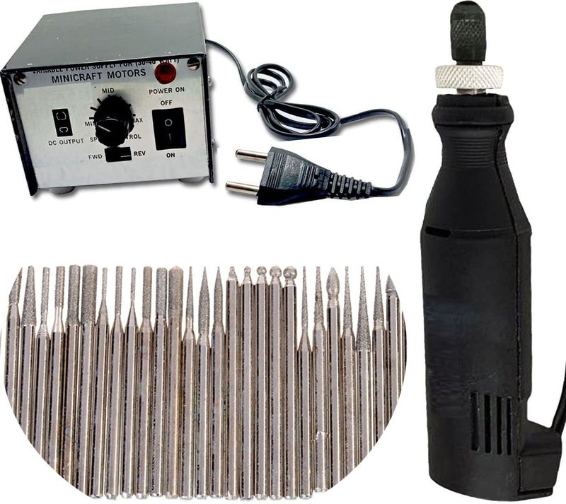 DIY Crafts 15x Burr Bits, Diamond Burr, Tools Minicraft Machine/Mini Drill Machine+12V Speed And Direction Control Stabilizer Elimeter Box Adjustable Spee (15x Burr Bits, Diamond Burr) - Image 1
