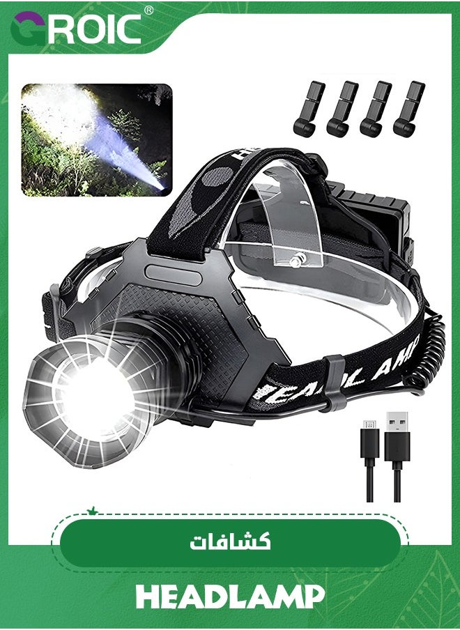 LED Headlamp Rechargeable, Upgraded 30W Super Bright Head Lamp100000 High Lumen with 6 Modes, Zoomable, IPX6 Waterproof Headlamps for Outdoor Hiking, Camping, Running, Fishing, Hunting - pzsku/Z6F42143A9EF0AE8C48D6Z/45/_/1702277828/d8b50910-d9d9-46d9-96da-9f094736d794