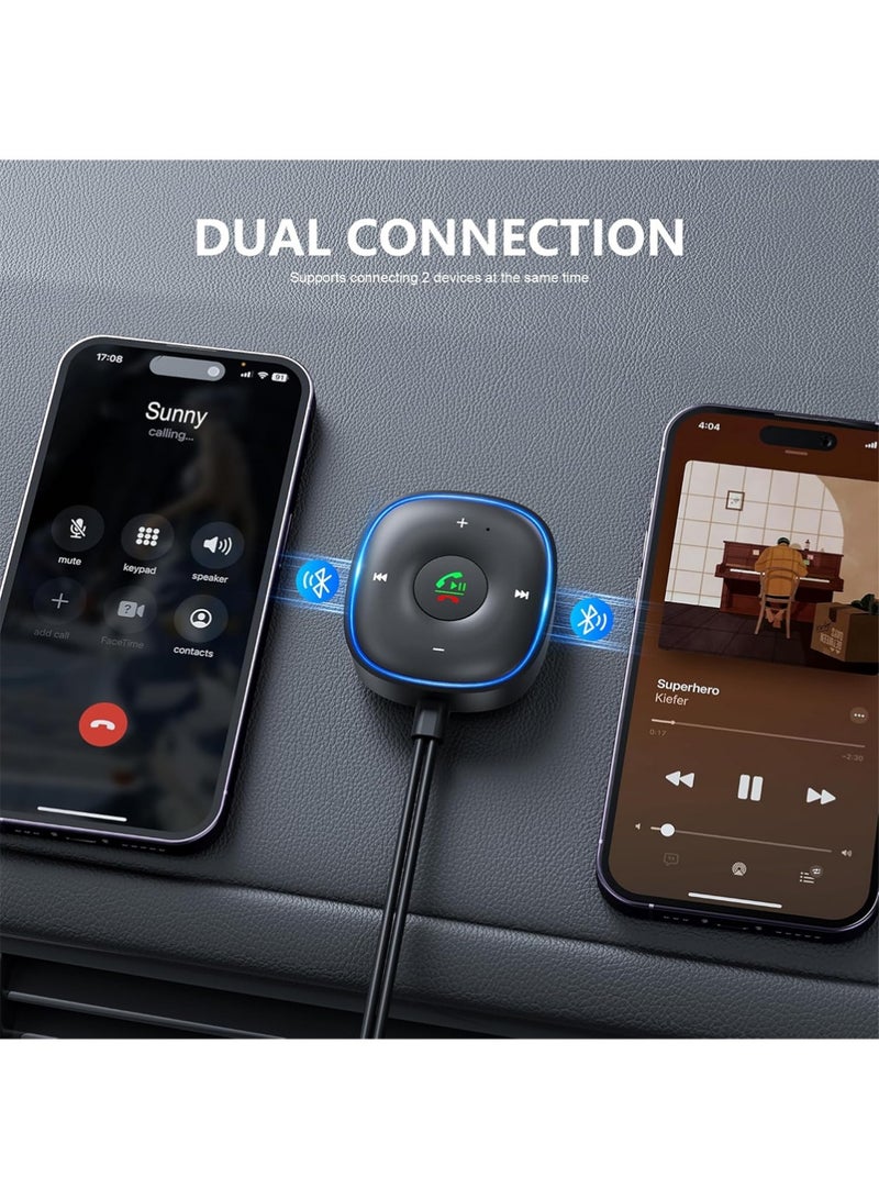 إكس ليفيل محول سيارة بلوتوث 5.3 Aux ، جهاز استقبال بلوتوث للسيارة [اتصال مزدوج وإلغاء ضوضاء الميكروفون] ، محول Aux مع Plug-and-Play للموسيقى / المكالمات الحرة / الصوت الستيريو - Image 3