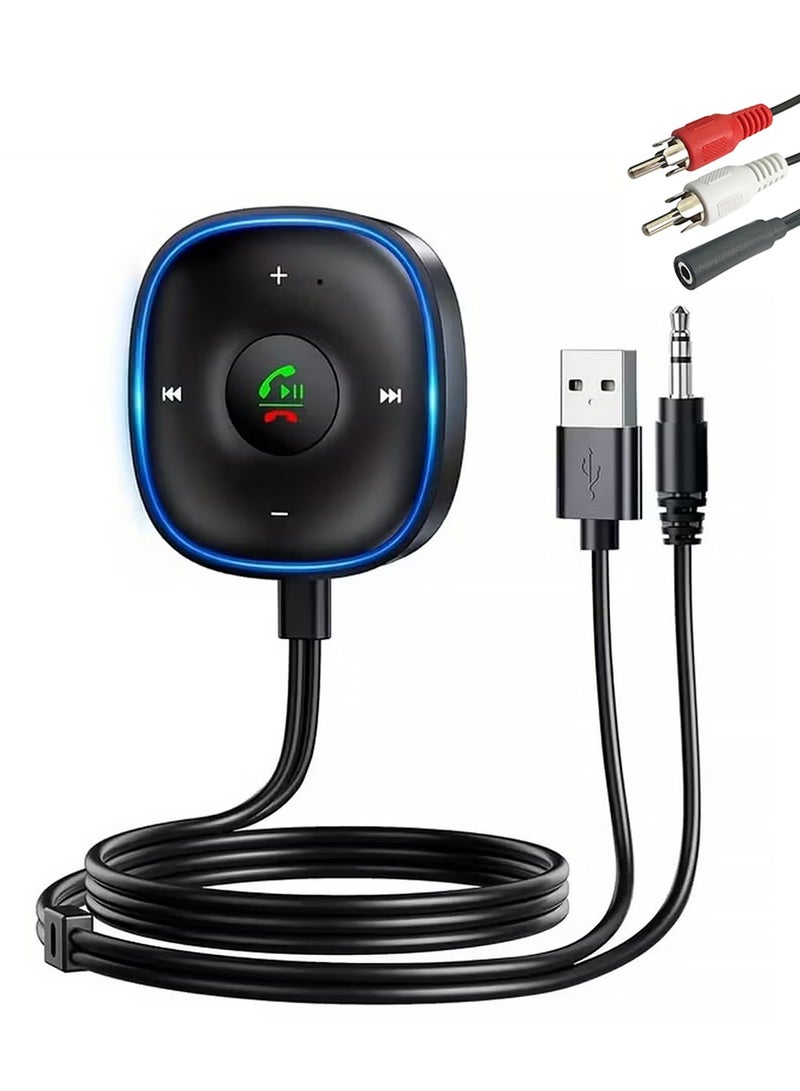 إكس ليفيل محول سيارة بلوتوث 5.3 Aux ، جهاز استقبال بلوتوث للسيارة [اتصال مزدوج وإلغاء ضوضاء الميكروفون] ، محول Aux مع Plug-and-Play للموسيقى / المكالمات الحرة / الصوت الستيريو - Image 1