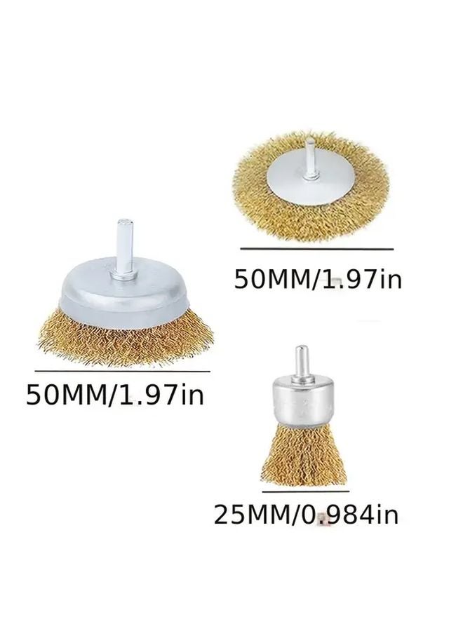 10PCS 6mm Handle Wire Brush Drill Bit Kit Coarse Curved Carbon Steel Cup Brush - Image 3