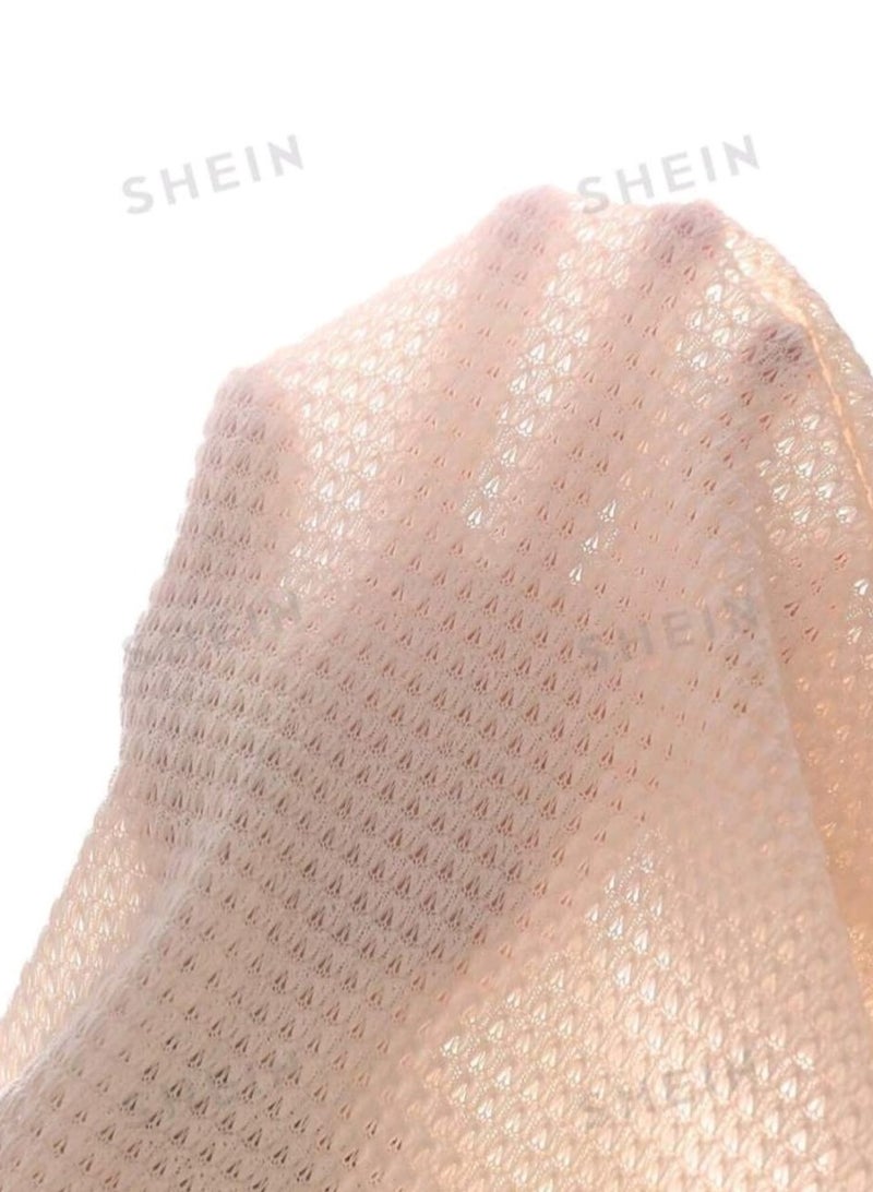 SHEIN LUNE Women's Patchwork Lace Dolman Short Sleeve Shirt  - Image 5