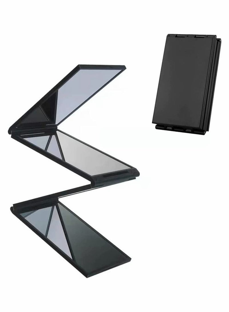 Four Panel Folding Mirror 4 Sided Foldable Makeup Handheld Compact Tabletop for Self Styling and Hair Cutting Shaving Easy to See Your Back Head - Image 1