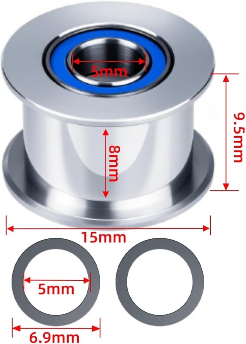 Compatible with Bambu Lab X1 P1 Series 3D Printer XY Belt Tensioner Smooth Idler Pulley 5mm Bore(5pcs) - Image 4