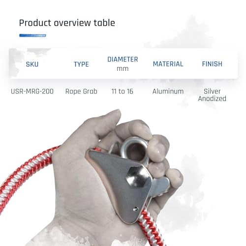 ProClimb Arborist Rope Grab - Removable Cam, Fixed Bolt & Nut, Flip Line Adjuster - Rope Sizes 7/16" - 5/8" See Rope Grab/Rope Brake/Flipline Adjuster Rope Clamp/Rope Cam Lock in Position Lanyard - Image 2