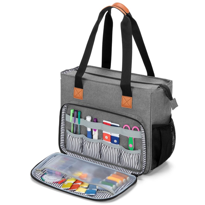 LUXJA LUXJA Embroidery Project Carrying Bag, Embroidery Kits Storage Bag (Bag Only), Gray  - Image 2