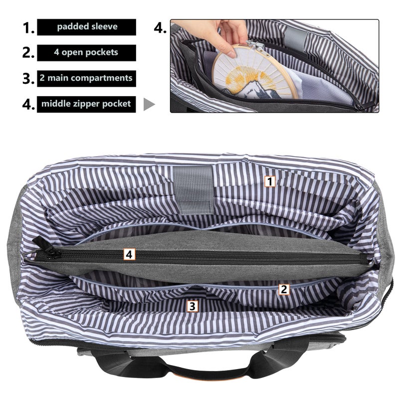 LUXJA LUXJA Embroidery Project Carrying Bag, Embroidery Kits Storage Bag (Bag Only), Gray  - Image 4