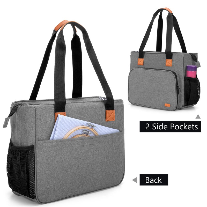 LUXJA LUXJA Embroidery Project Carrying Bag, Embroidery Kits Storage Bag (Bag Only), Gray  - Image 5