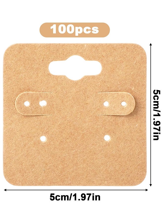 Wffo 100 Pcs Earring Cards - 2 Inch Kraft Paper Earring Display Holder Cards - Blank Paper Jewelry Tags with 6 Holes, Earrings Hanging Card for Selling Jewelry DIY Crafts - Brown/Square - Image 2