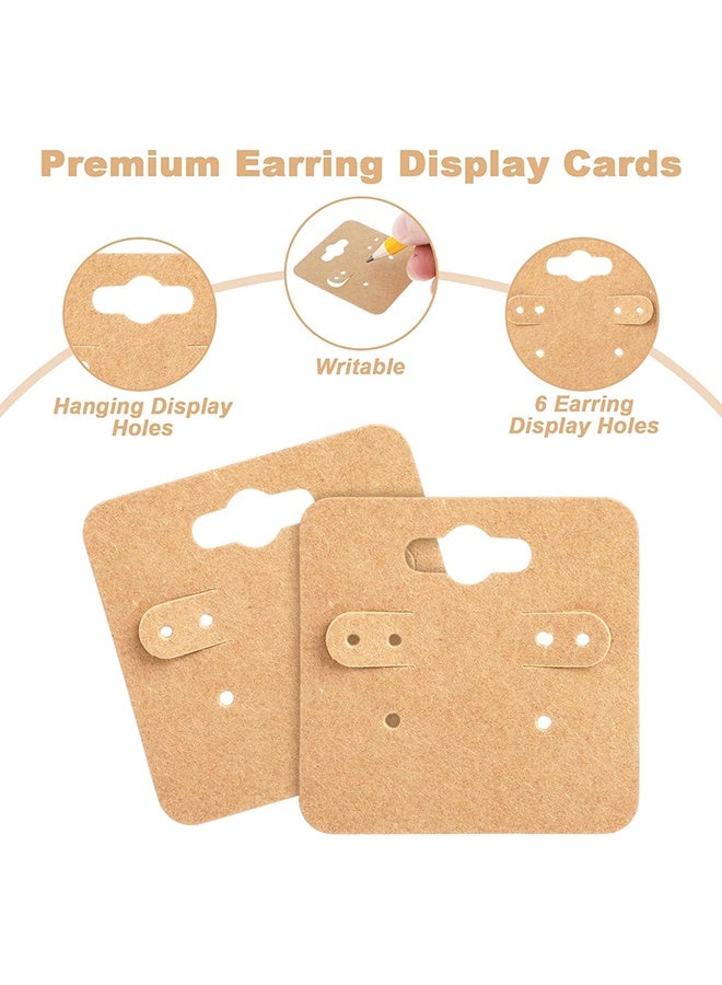 Wffo 100 Pcs Earring Cards - 2 Inch Kraft Paper Earring Display Holder Cards - Blank Paper Jewelry Tags with 6 Holes, Earrings Hanging Card for Selling Jewelry DIY Crafts - Brown/Square - Image 3