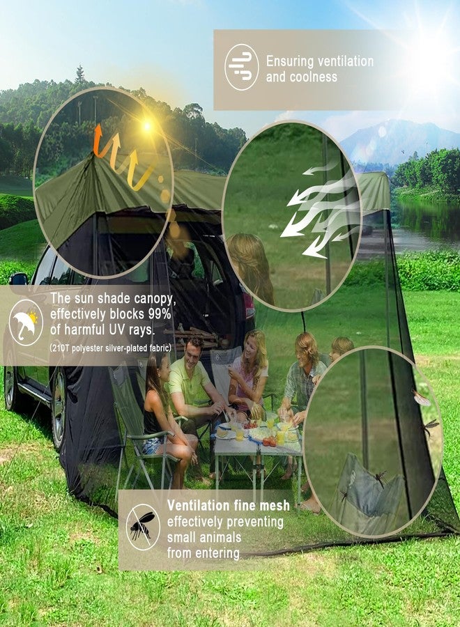 TIYURENER Car Tent Car Awning Sun Shelter with Mosquito Net,Car Tent for Camping SUV,SUV Tents,Universal Car Tailgate Tent (Green) - Image 2