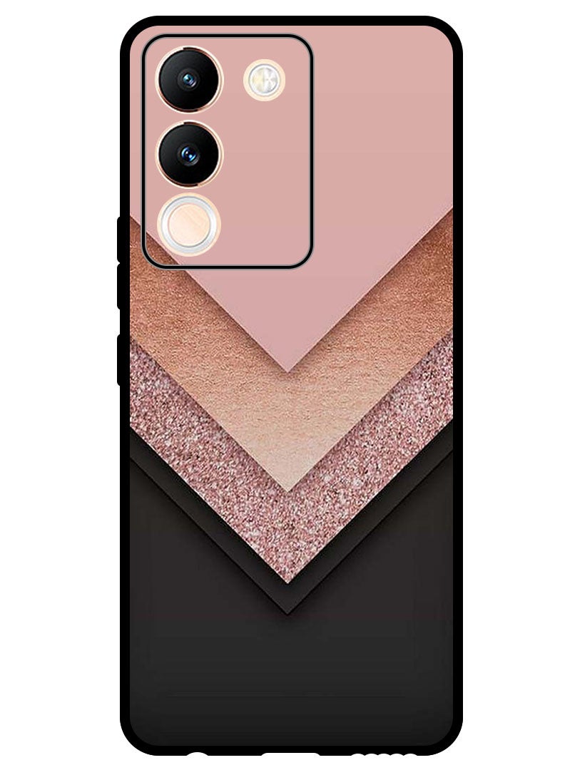 Theodor Protective Case Anti Scratch Shock Proof Bumper Cover For Vivo V29e Black Golden & Pink - Image 1