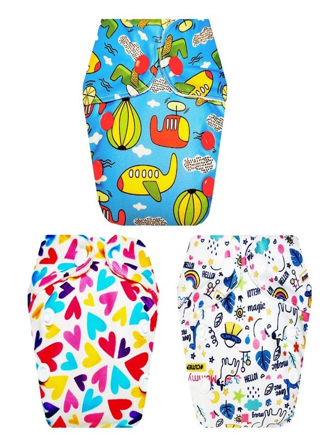 Dumbledo Premium Newborn Cloth Diaper with Integrated Insert (Pack of 3) | Hypoallergenic | Reusable & Washable | Adjustable Snaps | Everyday Diapering Essential | 0 - 4 Months | Unisex Baby - Image 1