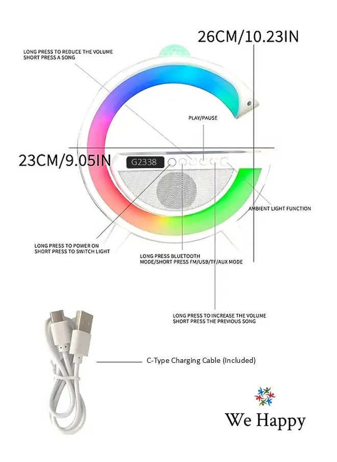 We Happy G Type LED Bluetooth Speaker Lamp With Wireless Charger, Ambient Light, And Audio Spotlight  - Image 5