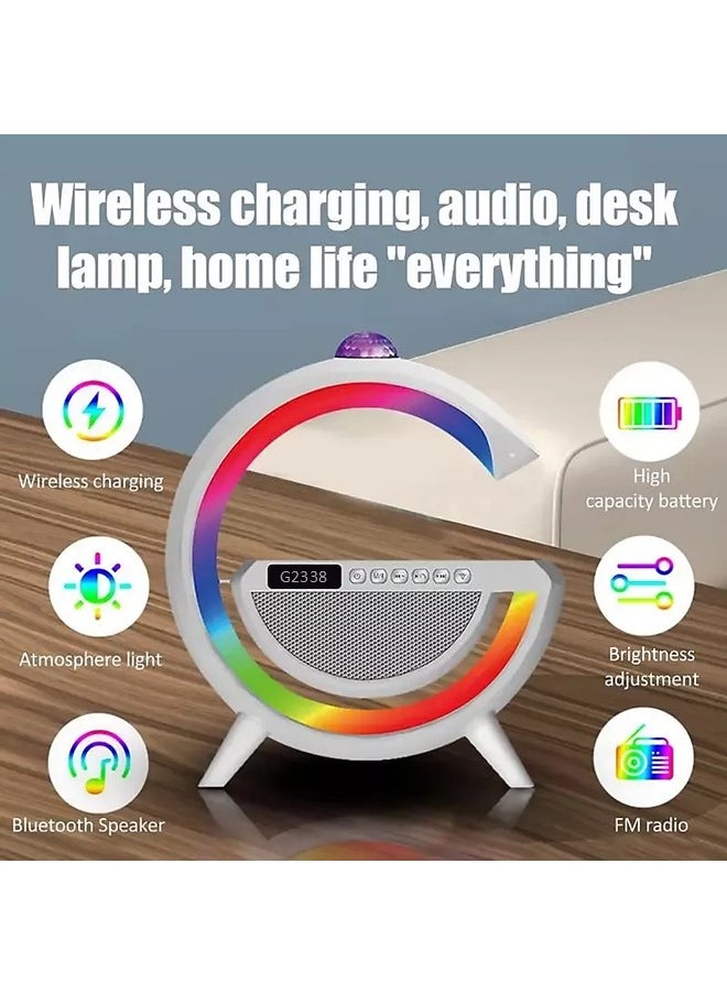 We Happy G Type LED Bluetooth Speaker Lamp With Wireless Charger, Ambient Light, And Audio Spotlight  - Image 4