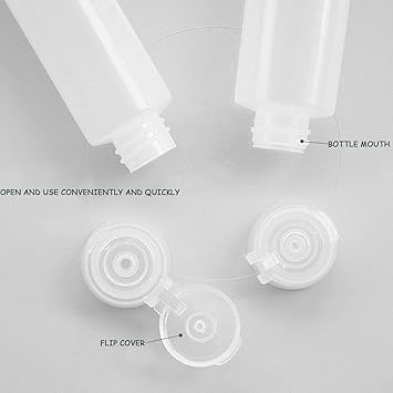 MUNSKT 10Pcs 30ml Travel Bottles for Toiletries Refillable Plastic Squeeze Bottles Leakproof Empty Transparent Travel Size Bottles for Shampoo Conditioner Lotions - Image 3