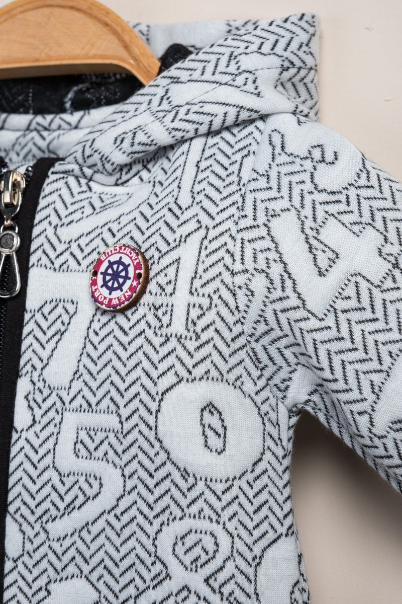 Baby Fou Zippered Number Printed Jumpsuit - Image 3