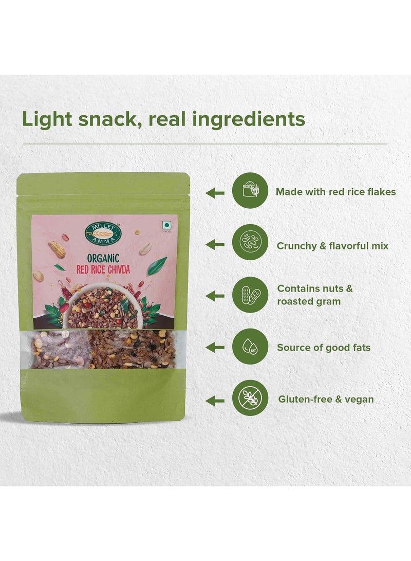 Millet Amma Organic Red Rice Chivda 200g | Healthy Millet Namkeen | Gluten Free | Vegan | No Preservatives | Rich in Antioxidants | Ready to Eat Snack - Image 4