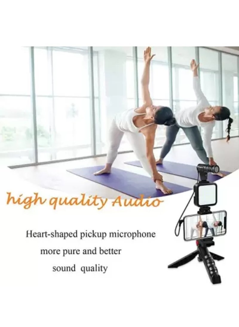 Generic - Remote Control Vlogging Kit for iPhone,Content Creator Kit Smartphone Vlogging Kit,YouTube Starter Kit,Cell Phone Tripod Stand Vlogger Kit with LED Light/Microphone/Adapter Cables - Image 1
