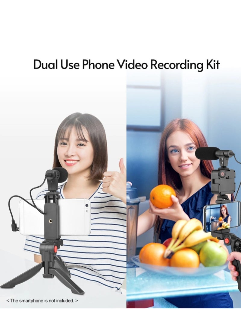 Generic - Remote Control Vlogging Kit for iPhone,Content Creator Kit Smartphone Vlogging Kit,YouTube Starter Kit,Cell Phone Tripod Stand Vlogger Kit with LED Light/Microphone/Adapter Cables - Image 1