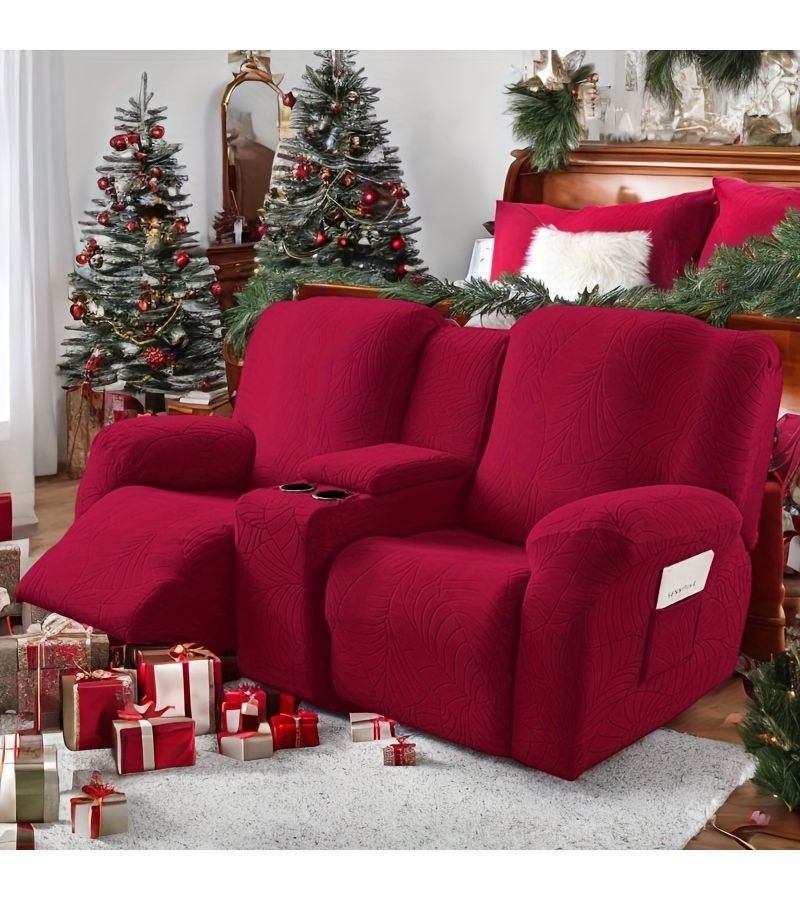High Quality 2 Seater Sofa Cover Dark Coffee Color Leaf Texture Pet Friendly Removable Washable Easy To Maintain Stylish Furniture Protector For Living Room - Image 4