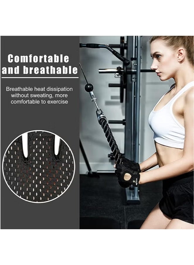 اذهب واحب الفرح زوج من قفازات اللياقة البدنية مع حماية لراحة اليد، قفازات تدريب نصف الإصبع، قفازات رفع الأثقال خفيفة الوزن للرجال/النساء، رياضية قابلة للتنفس، أسود متوسط - Image 3