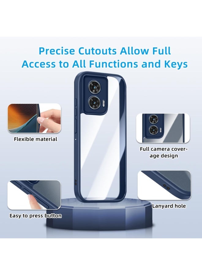 Case for Motorola Moto G35 / 5G, Soft TPU Frame + Hard PC Back Transparent Thin Protective Case, Solid Colour TPU Frame, 360 Degree Cover Case Mobile Phone Case - Blue - Image 2