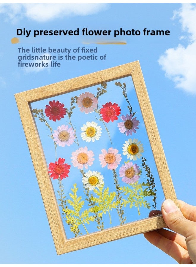 Dried Flower Embossed Photo Frame Acrylic Transparent Plastic Film Handmade DIY Material Plant Leaf Specimen Glass Frame-Colour:Other Sizes - Lotus Color Red Flower Field 12 Pieces  - Image 4