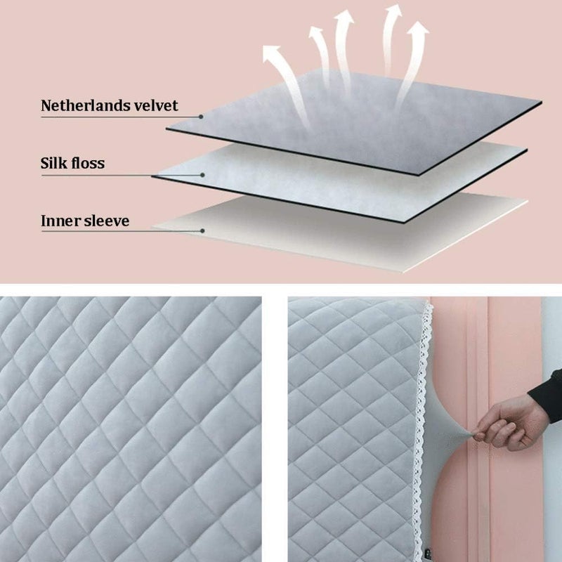 Bed Headboard Slip Soft Comfortable Velvet Twin Full Queen King Size Bed Backrest Protector Stretch Solid Color Dustproof Thicken Bed Head for Bedroom Decor Pink-200CM (Grey2 120CM) - Image 3