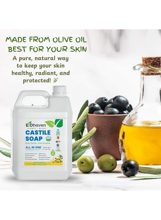 EcoHaven Organic,Pure Castile Liquid Soap - 100% Natural, Made with Organic Oils, 18-in-1 Uses: Face, Body, Hair, Laundry, Pets and Dishes, Concentrated, Vegan, Non-GMO,Non Toxic - 5ltr - Image 5