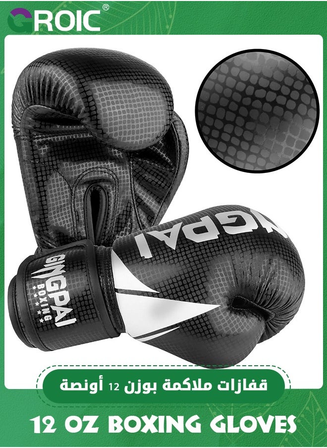 GROIC 12 OZ Boxing Gloves Men Women with Hand Wraps for Boxing, Muay Thai, Kickboxing, Punching Bag Workout traing and Sparing Gear Complete Boxing Kit  - Image 5
