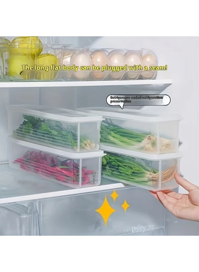 6 Pieces Long PP Plastic Vegetable Storage Boxes Durable Sealed Kitchen Organizer For Cilantro Green Onions Mint Refrigerator Replacement Food Fresh Keeping Box Appliance Friendly - Image 2