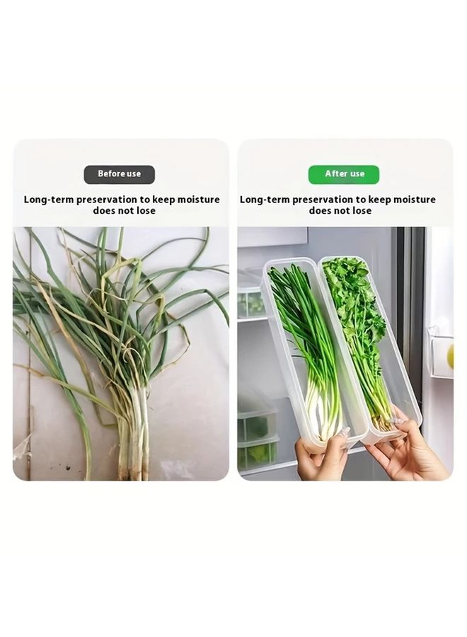 6 Pieces Long PP Plastic Vegetable Storage Boxes Durable Sealed Kitchen Organizer For Cilantro Green Onions Mint Refrigerator Replacement Food Fresh Keeping Box Appliance Friendly - Image 4