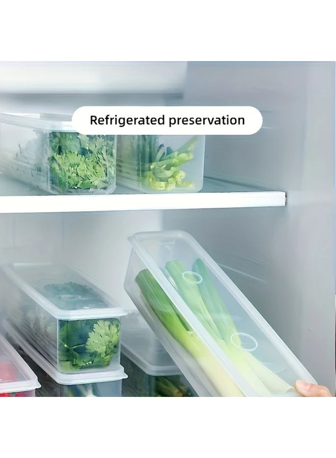 6 Pieces Long PP Plastic Vegetable Storage Boxes Durable Sealed Kitchen Organizer For Cilantro Green Onions Mint Refrigerator Replacement Food Fresh Keeping Box Appliance Friendly - Image 1