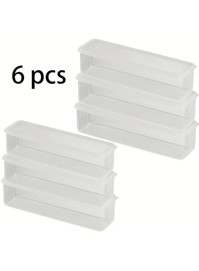 6 Pieces Long PP Plastic Vegetable Storage Boxes Durable Sealed Kitchen Organizer For Cilantro Green Onions Mint Refrigerator Replacement Food Fresh Keeping Box Appliance Friendly - Image 5