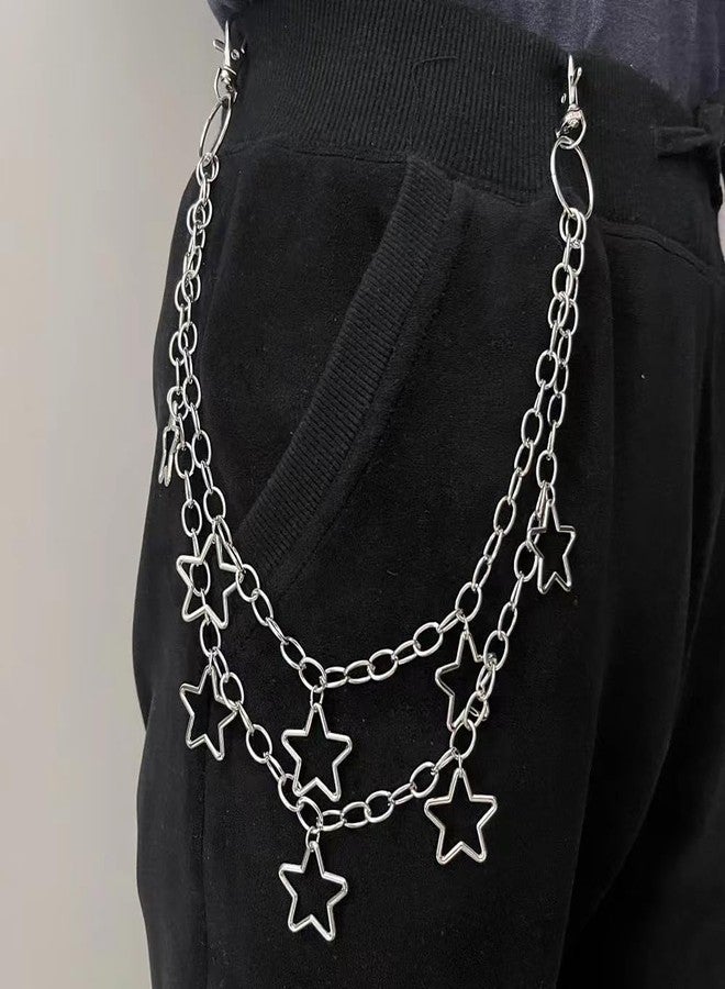 QWALIT Y2K Star Jean Chains for Women Pants Chain for Men J Pocket Chain for Pants Biker Hip Punk Chains Y2K Jewelry for Women Accessory Silver Trendy Fashion for Music Festival Concert Cosplay, metal - Image 4