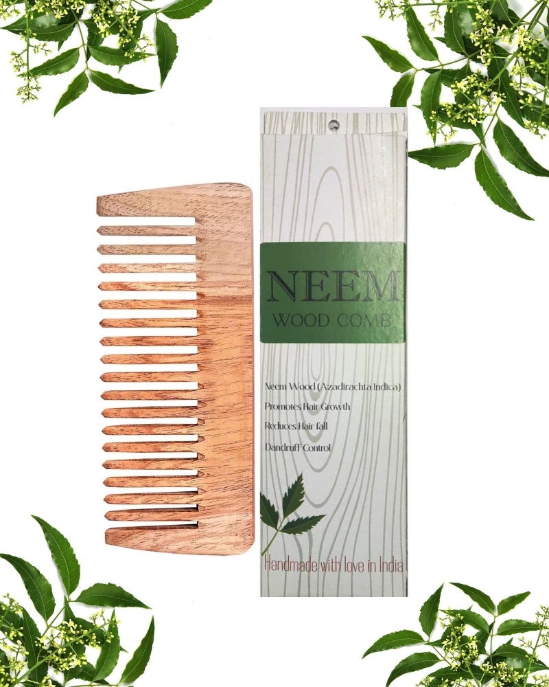 WITSOUL Natural Neem Wood Shower Comb,Anti Dandruff/Eco-Friendly Comb for Men and Women/SET OF 2 - Image 1