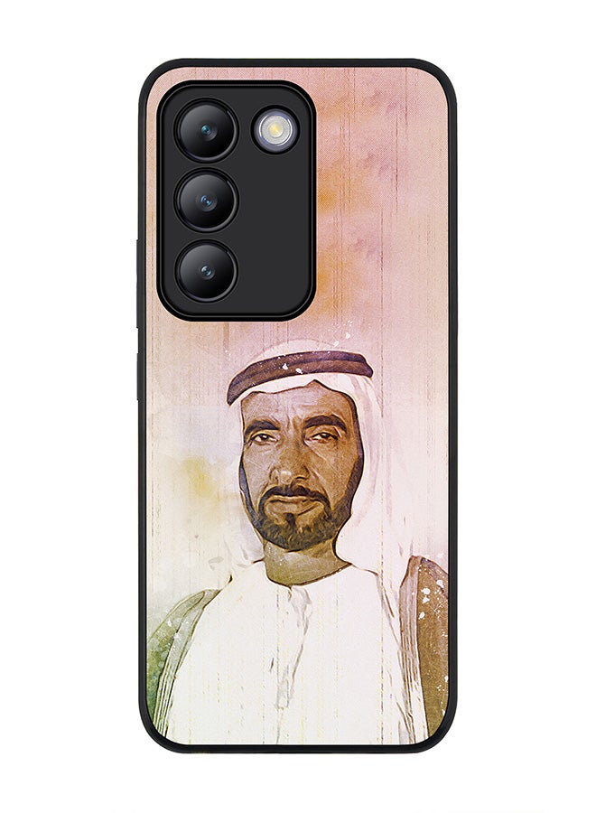 Stylizedd Rugged Black edge case for Vivo V30 Lite 5G, Slim fit Soft Case Flexible Rubber Edges Anti Drop TPU Gel Thin Cover -   The Wise Sheikh Zayed - Image 1