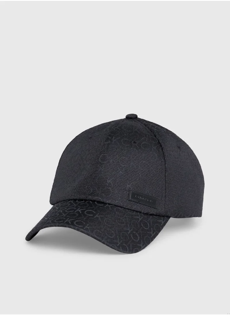 CALVIN KLEIN Men's Logo Jacquard Cap -  all-over logo jacquard recycled polyester, Black