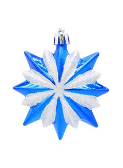 Arabest Cross-border new wholesale 16-corner star pendant Christmas tree pendant electroplating painted decorative props a box of 4 Pack Blue 