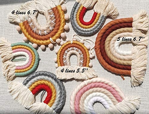 ZWA Rainbow Wall Hanging,Rainbow Wall Art,Handmade Macrame Rainbow Wall Decor for Nursery Kids Room Home Decor (Mult-Pink D, 4 Lines, 6.7'') - Image 4