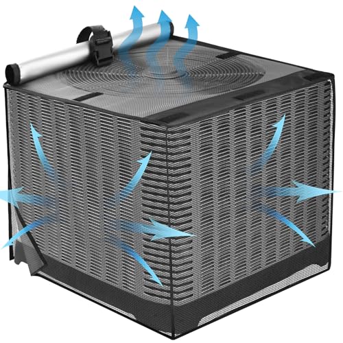SUNICO Air Conditioner Covers for Outside, Breathable Full Mesh With Waterproof Top Air Conditioner Cover for All Seasons, AC Unit Cover Protect from Cotttonwood Fluff, Leaves, Debris, 36x36x39 Inch-Black - Image 1