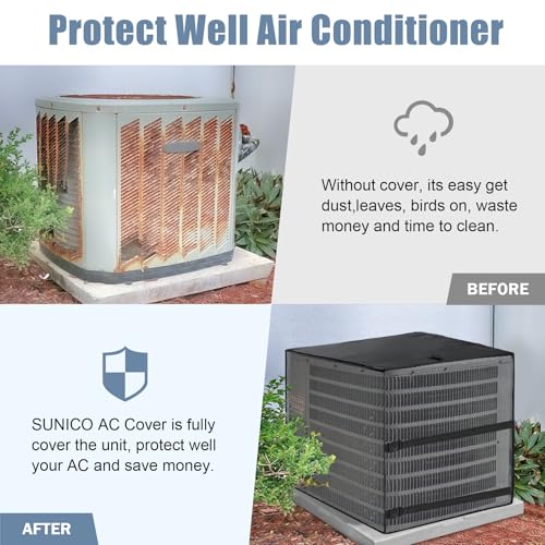 SUNICO Air Conditioner Covers for Outside, Breathable Full Mesh With Waterproof Top Air Conditioner Cover for All Seasons, AC Unit Cover Protect from Cotttonwood Fluff, Leaves, Debris, 36x36x39 Inch-Black - Image 5