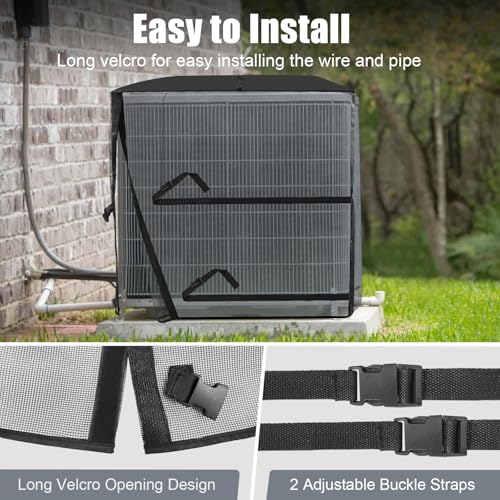 SUNICO Air Conditioner Covers for Outside, Breathable Full Mesh With Waterproof Top Air Conditioner Cover for All Seasons, AC Unit Cover Protect from Cotttonwood Fluff, Leaves, Debris, 36x36x39 Inch-Black - Image 4