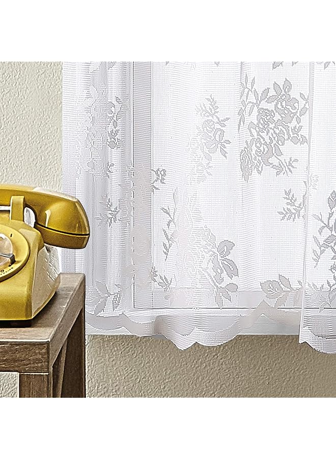 إيروريكس ستارة مطبخ سيبيلا دانتيل بجيب قضيب نافذة 36 بوصة زوج أبيض - Image 2