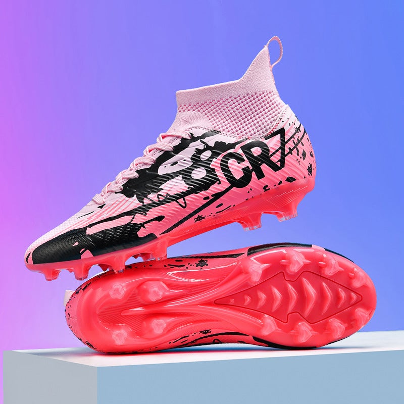 Youth High-Top Soccer Shoes for Students and Children, Suitable for Natural Grass, with Long Studs for Men and Women, and with Small Studs for Training - Image 2