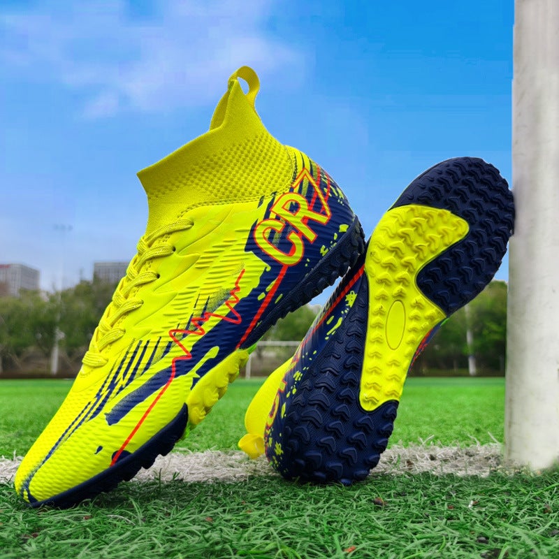 Youth High-Top Soccer Shoes for Students and Children, Suitable for Natural Grass, with Long Studs for Men and Women, and with Small Studs for Training - Image 1
